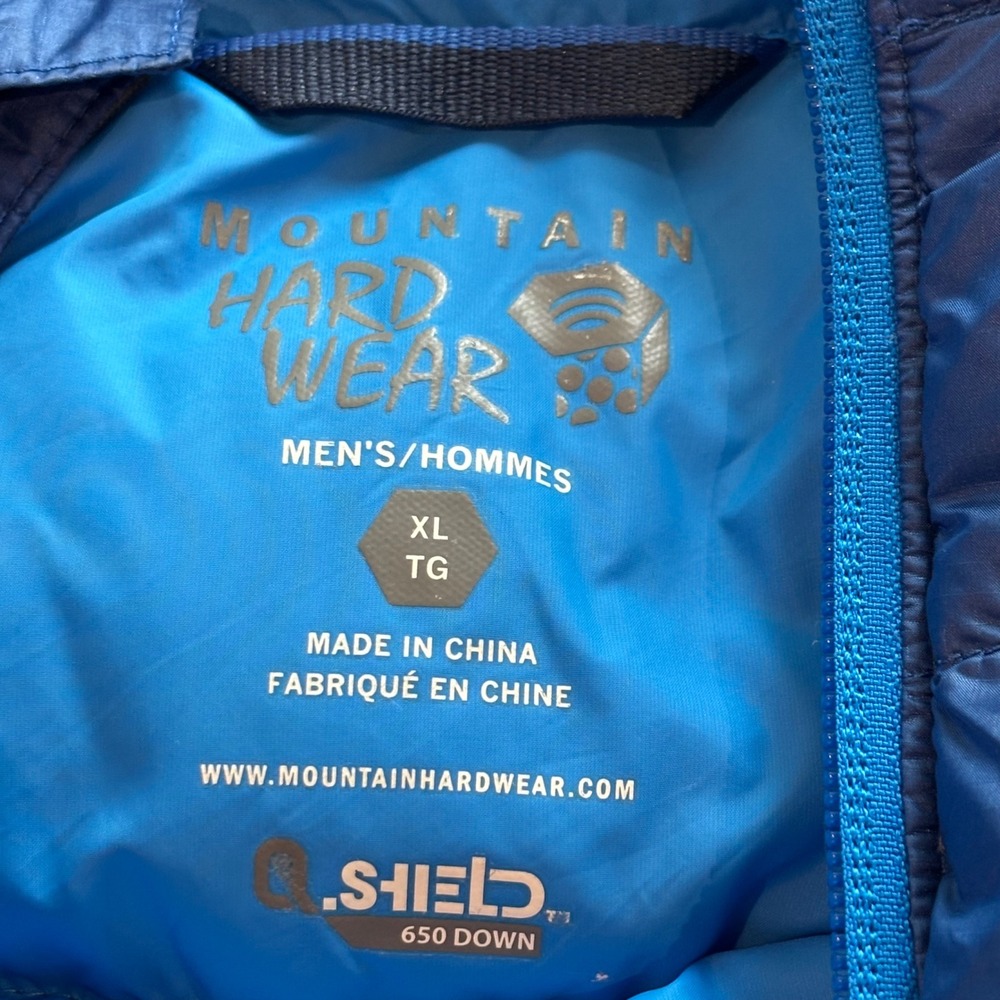 Mountain Hardwear Mens XL Blue Q Shield 650 Down‎ Puffer Jacket OM6274 Full Zip - Picture 6 of 13